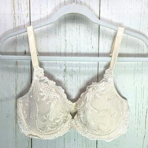 Soma Womens Bra Underwire Size 34D  Lace Lightly Lined Beige Back Closure